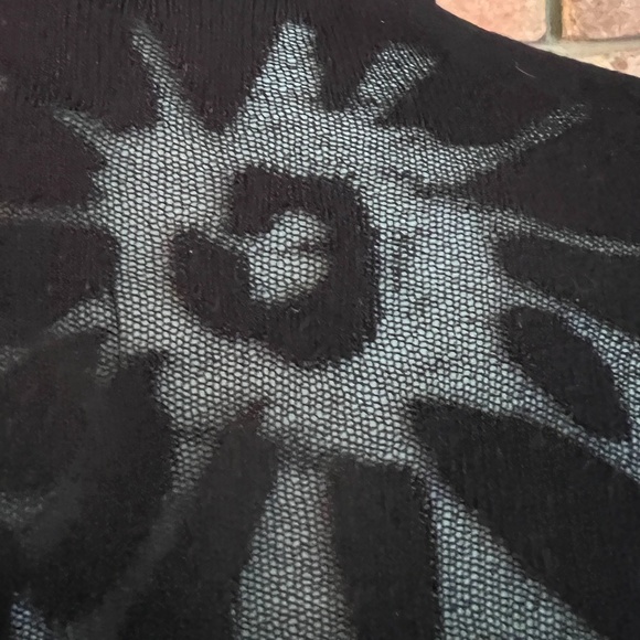 Current Air Los Angeles Anthropologie Long Sleeve Lacey Black Stretch Top Black - Picture 5 of 11